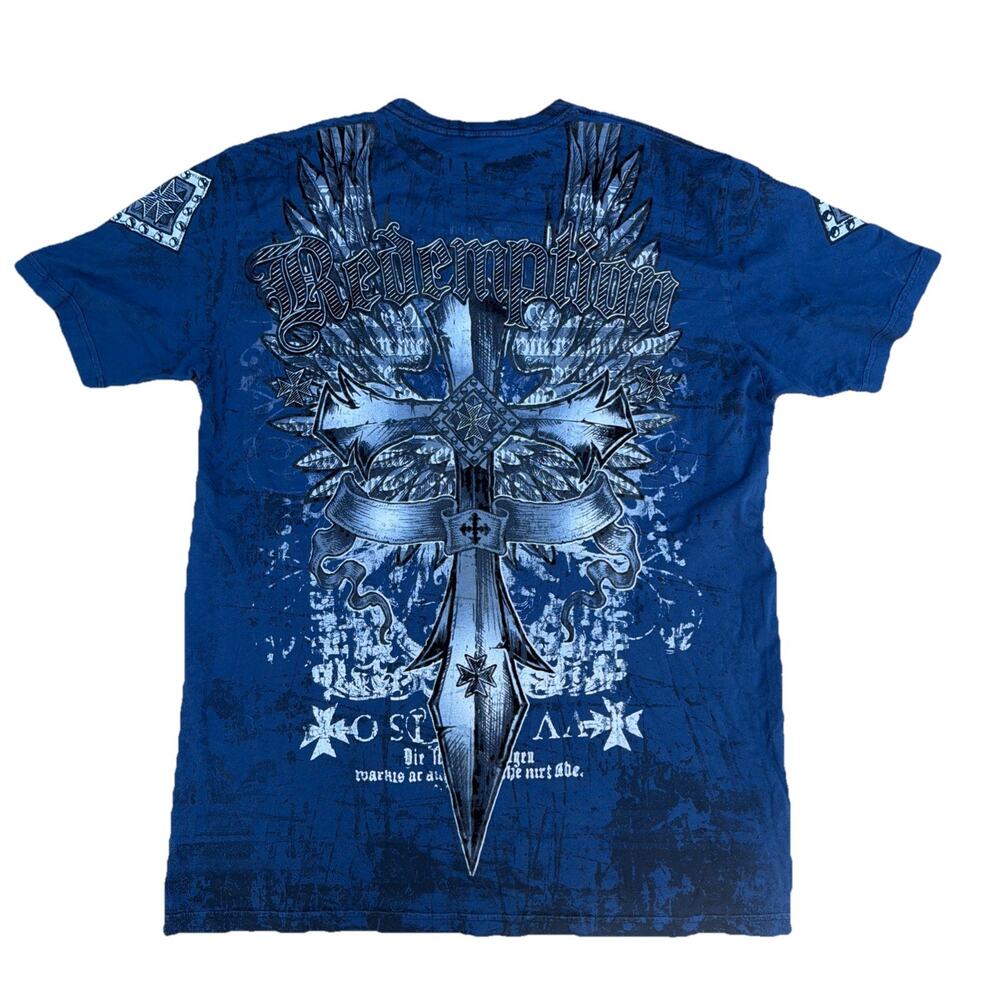 Raw State Redemption Shirt Y2K Goth Winged Cross Graphic Size XXL